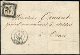 Let LETTRES ET OBLITERATIONS D'ALGERIE - Taxe N°5A Petit Bdf, Obl. Càd ORAN 4/2/71 Sur LAC, TB - 1849-1876: Klassik