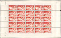 ** TIMBRES EN FEUILLES - PA 19b 200f. Rouge Foncé, FEUILLE De 25, TB - Feuilles Complètes