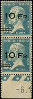 * POSTE AERIENNE - 4b  10Fr. Sur 1f.50 Bleu, Pasteur, "ILE De FRANCE", Surch. ESPACEE Tenant à Normal **, Bdf, Grande Ra - 1927-1959 Neufs