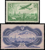 ** POSTE AERIENNE - 14/15 50f. Vert-jaune Et 50f. Burelé, TB - 1927-1959 Ungebraucht