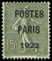 (*) PREOBLITERES - 31a 15c. Vert-bronze, POSTES PARIS 1922, TB. C- - 1893-1947