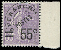 ** PREOBLITERES - 47  Semeuse Lignée, 55c. S. 60c. Violet, Bdf, TB - 1893-1947
