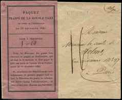 Let TAXE - Etiquette Entière Rose  "Paquet Frappé De La Double  En Vertu De L'ordonnance Du 14/12/1825",  à Percevoir 1, - 1859-1959 Lettres & Documents