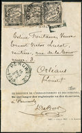 Let TAXE - 14, 16 Et 18, 5c., 15c. Et 30c. Obl. Càd ORLEANS 17/5 S. Avertissement Complet Non Affranchi, Càd PERUWELZ 16 - 1859-1959 Briefe & Dokumente