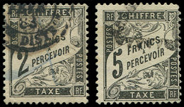 TAXE - 23 Et 24, 2f. Et 5f. Noir, Obl., B/TB - 1859-1959 Lettres & Documents