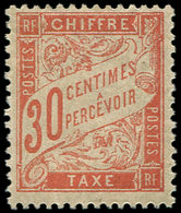 ** TAXE - 34  30c. Rouge-orange, Inf. Trace D'adh., TB - 1859-1959 Lettres & Documents