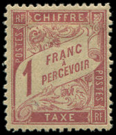 * TAXE - 39   1f. Rose Sur Paille, Très Bien Centré, TB - 1859-1959 Lettres & Documents