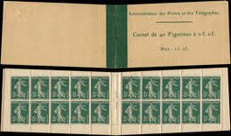 CARNETS (N°Cérès Jusqu'en1964) - 7    Semeuse Camée,  5c. Vert, N°137, T I, Impression Sur Papier Gris, Rare - Autres & Non Classés