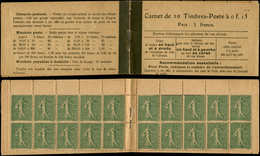 CARNETS (N°Cérès Jusqu'en1964) - 70   Semeuse Lignée, 15c. Vert-olive, N°130D, T V, Papier GC, Imperceptibles Traces De - Autres & Non Classés