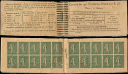 CARNETS (N°Cérès Jusqu'en1964) - 72   Semeuse Lignée, 15c. Vert-olive, N°130D, T V, Couv. Dos Strié, 40 Ex., Sans Gomme, - Sonstige & Ohne Zuordnung