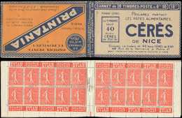 CARNETS (N°Cérès Jusqu'en1964) - 75   Semeuse Lignée, 50c. Rouge, N°199A, T I, S. 135 N, CERES/PRINTANIA, Infimes Décalq - Sonstige & Ohne Zuordnung