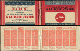 CARNETS (N°Cérès Jusqu'en1964) - 94   Semeuse Lignée, 50c. Rouge, N°199B, T IIB, S. LA TOILE D'AVION, Superbe - Sonstige & Ohne Zuordnung