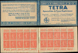 CARNETS (N°Cérès Jusqu'en1964) - 99   Semeuse Lignée, 50c. Rouge, N°199B, T IIB, S. 155, TETRA, Bas De Feuille (amorce D - Sonstige & Ohne Zuordnung