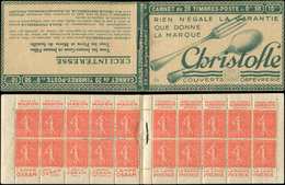 CARNETS (N°Cérès Jusqu'en1964) - 105  Semeuse Lignée, 50c. Rouge, N°199B, T IIB, S. 186, CHRISTOFLE, Un Bord Pub Grain D - Sonstige & Ohne Zuordnung