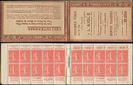 CARNETS (N°Cérès Jusqu'en1964) - 108  Semeuse Lignée, 50c. Rouge, N°199B, T IIB, S. 148, L'AIGLE, TB - Autres & Non Classés