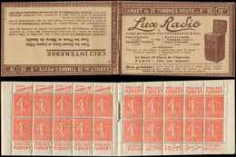 CARNETS (N°Cérès Jusqu'en1964) - 115  Semeuse Lignée, 50c. Rouge, N°199B, T IIB, S. 158 E, LUX RADIO, TB - Sonstige & Ohne Zuordnung