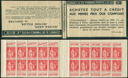 CARNETS (N°Cérès Jusqu'en1964) - 176  Paix, 50c. Rouge, N°283, T I, S. 268-D, TOUT A CREDIT, 4 Ex. Et Une Pub Adh. De Co - Autres & Non Classés