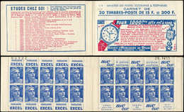 CARNETS (N°Cérès Jusqu'en1964) - 269  Gandon, 15f. Bleu, N°886, T I, S. 15, HORLOGERIE DU DOUBS, Montres 516-517, N°0092 - Autres & Non Classés