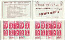 CARNETS (N°Cérès Jusqu'en1964) - 318  Muller, 15f. Rose, N°1011, S. 7-56B, GUEULES CASSEES (sans Tarifs), Superbe - Autres & Non Classés