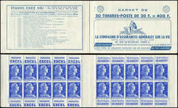 CARNETS (N°Cérès Jusqu'en1964) - 330  Muller, 20f. Bleu, N°1011B, T I, S. 15-58, ASSURANCES VIE, TTB - Autres & Non Classés