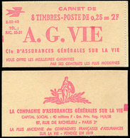 CARNETS (N°Cérès Jusqu'en1964) - 367  Marianne De Decaris, 0,25 Gris Et Grenat, N°1263A, T II, S. 02-63, A.G. VIE, TB - Autres & Non Classés