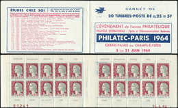 CARNETS (N°Cérès Jusqu'en1964) - 372  Marianne De Decaris, 0,25 Gris Et Grenat, N°1263, T I, S. 7-64, PHILATEC-PARIS 196 - Autres & Non Classés