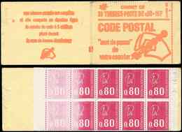 CARNETS (N°Cérès Jusqu'en1964) - 1816-C3a   Béquet, 0,80 Rouge, Impression Défectueuse Allant à Normale Sur Les 2 Blocs, - Autres & Non Classés