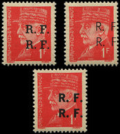 * TIMBRES DE LIBERATION - BORDEAUX 4a : 1f. Rouge, Les 3 Types Surcharge DOUBLE, TB, Signés Mayer - Libération