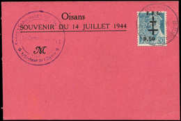 Let TIMBRES DE LIBERATION - BOURG D'OISANS 1 : 50c. + 9,50 Turquoise Obl. Sur Carte Souvenir, TB - Befreiung