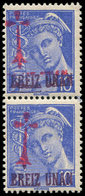 ** TIMBRES DE LIBERATION - BRETAGNE TREICH BREIZ 1 : 10c. Outremer, DOUBLE Surcharge Dont Une En Noir Tenant à Croix-Rou - Libération