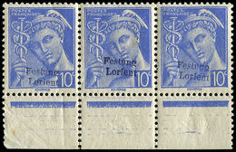 * TIMBRES DE LIBERATION - LORIENT 1 : 10c. Outremer, BANDE De 3 Bdf, TB - Libération