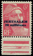 ** Spécialités Diverses - JERUSALEM 3 : 20m S. 6f. Rouge, Bdf, TB. Br - Guerre (timbres De)