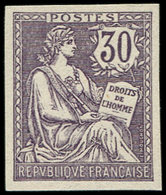 (*) VARIETES - 128   Mouchon Retouché, 30c. Violet Foncé, NON DENTELE, TB - Neufs