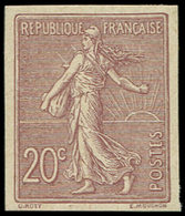 ** VARIETES - 131b  Semeuse Lignée, 20c. Brun-lilas, NON DENTELE, TB. J - Neufs