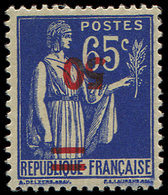 * VARIETES - 479a  Paix, 50 S. 65c. Outremer, Surcharge RENVERSEE, TB. C - Neufs