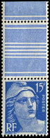 ** VARIETES - 886d  Gandon, 15f. Bleu T III, Avec Amorce De Roulette, RR, TB. J - Neufs