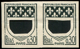 (*) VARIETES - 1354B  Blason De Paris, ESSAI Du Cadre S. Papier épais, En Noir, Centre Découpé, La Paire, TB - Ungebraucht