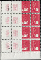 ** VARIETES - 1664   Béquet, 0,50 Carmin-rose, BLOC De 8 CD 1/2/71, Marges Guillochis TD3-1, TB - Neufs