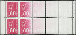 ** VARIETES - 1816   Béquet, 0,80 Rouge, Impression A SEC Allant à Normale Dans Un BLOC De 10 De Carnet, TB - Neufs