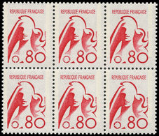 ** VARIETES - 1841A  Béquet 0,80 Rouge, NON EMIS, BLOC De 6, TB - Neufs