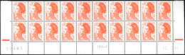 ** VARIETES - 2182b  Liberté, 0,30 Orange, Papier COUCHE, BLOC De 20 TD6-5 CD 12/2/87 + RE, TB - Neufs