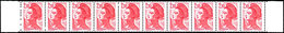 ** VARIETES - 2319   Liberté, 2,10 Rouge, BANDE De 10 Avec Bords, 9 Ex. 2 Bandes De PHOSPHO à Droite, Un Ex. Une Bande,  - Neufs