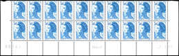 ** VARIETES - 2485a  Liberté, 3,60 Bleu, Papier COUCHE, BLOC De 20 Bas De Feuille, TD6-7, CD 7/2/89, TB - Ungebraucht