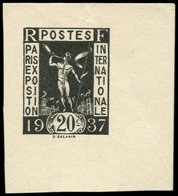 EPREUVES D'ARTISTES ET D'ATELIER - 322   Expo Internationale 1937, 20c., Petite épreuve En Noir, Pli, Sinon TB - Epreuves D'artistes