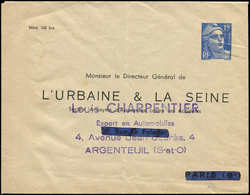 Let ENTIERS POSTAUX - Gandon, 15f. Bleu, Env. TSC N°N2g2, L'URBAINE & LA SEINE Avec Surch. Privée, Qqs Adh., TB - Sonstige & Ohne Zuordnung