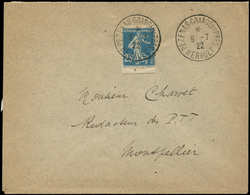 Let LETTRES DU XXe SIECLE - N°140 Obl. Càd PEZENAS-GRANGE Des PRES 9/7/22 Sur Env., Frappe Superbe - Briefe U. Dokumente