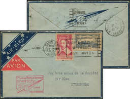 Let Air Bleu - N°299 Et 305 Obl. PARIS RP Sur Env. Par Avion, Cachet  PARIS-STRASBOURG 10/7/35, TB - Premiers Vols