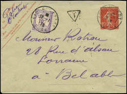 Let ALGERIE Taxe De France N°44 Obl. SIDI-BEL-ABBES 18/1/18 S. Env. Entier 10c. Obl. OUED-IMBERT, Manque De Timbres Taxe - Timbres-taxe