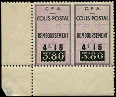 ** ALGERIE Colis Px 77 : 4f15 Sur 3f80 Violet Et Noir, DENTELE 3 COTES, PAIRE Cdf, TB - Colis Postaux