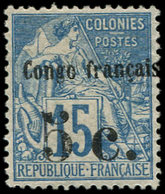 * CONGO 2 : 5c. Sur 15c. Bleu, TB. Br - Sonstige & Ohne Zuordnung